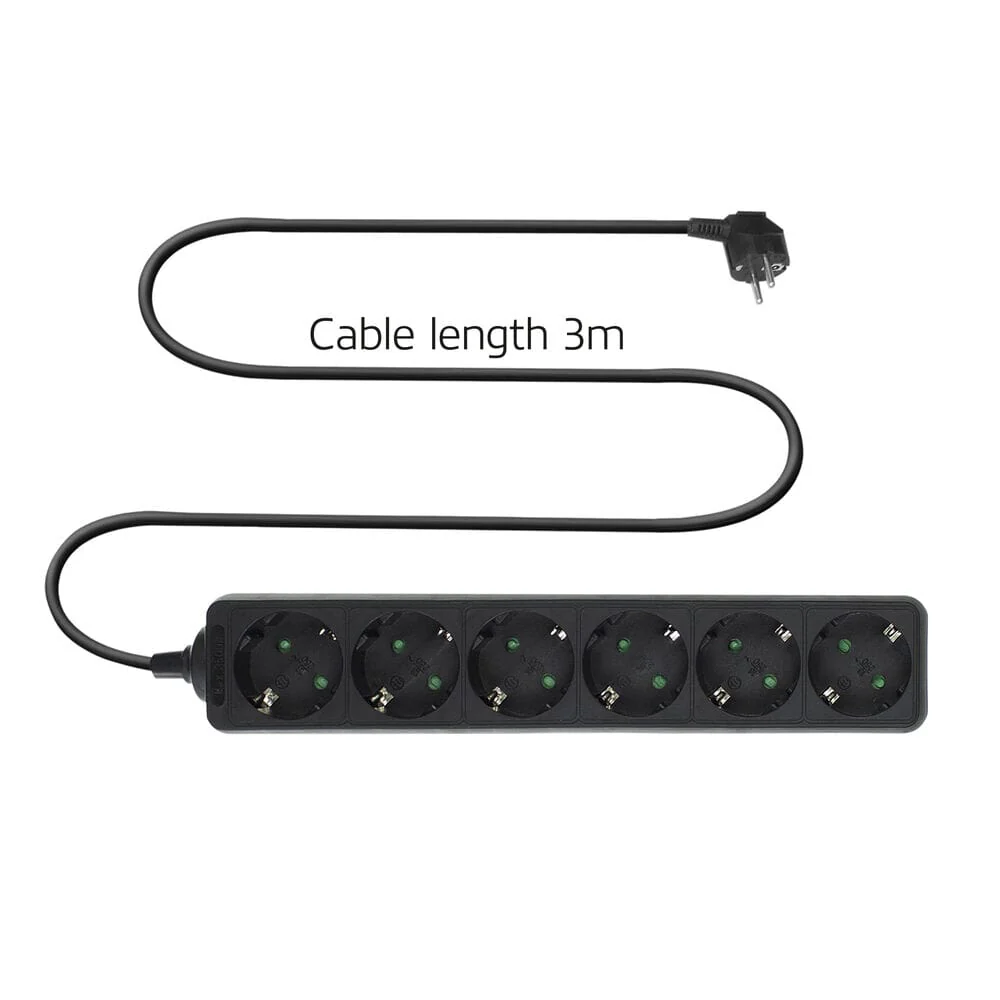 ACT Stekkerdoos, 6 sockets, 3 m, zwart - Image 5