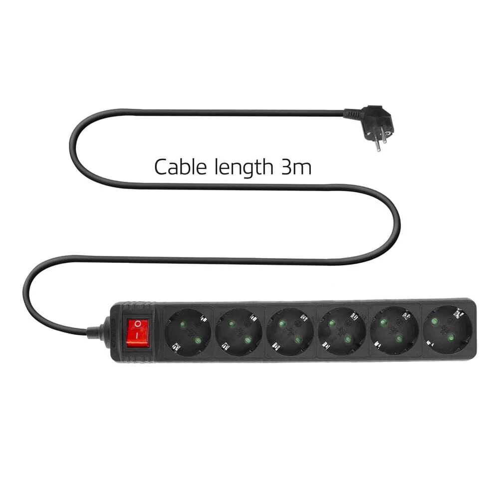 ACT Stekkerdoos met lichtgevende schakelaar, 6 sockets, 3 m - Image 6