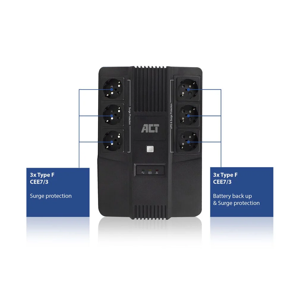 ACT UPS, 600VA, 6x Type F outlet, 1x IEC C14 input, 230V AVR - Image 7