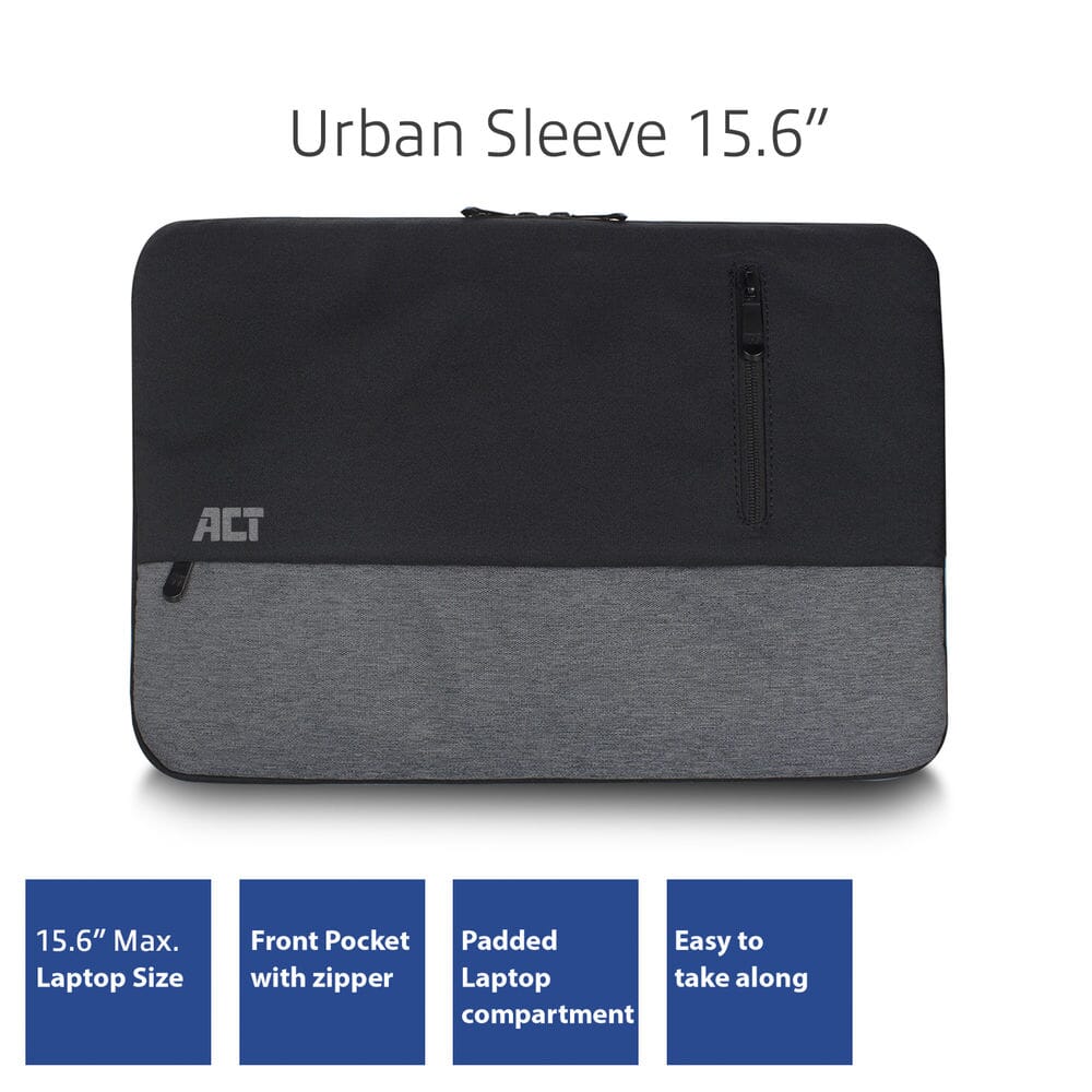 ACT Urban laptop sleeve 15,6 inch , zwart/grijs - Image 3