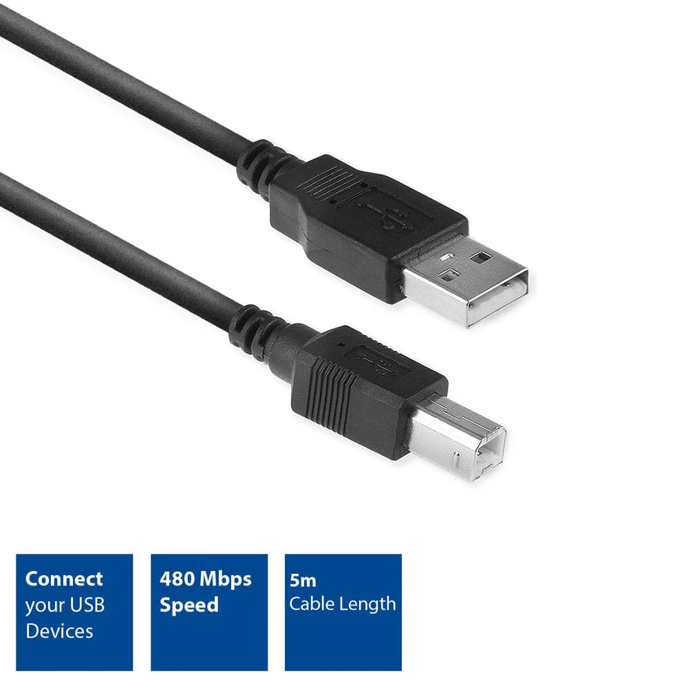 ACT USB 2.0 aansluitkabel A male - B male 5 meter, Zip Bag - Image 3