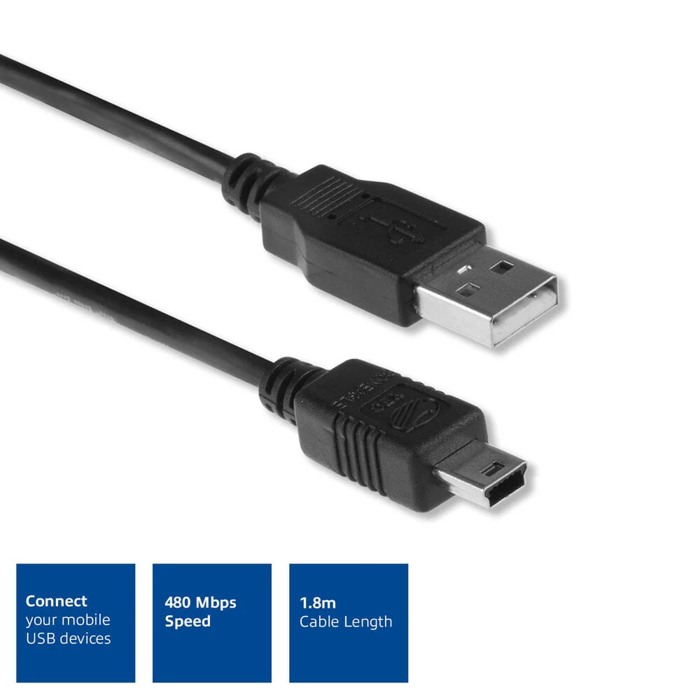ACT USB 2.0 aansluitkabel A male - B mini male 1,8 meter - Image 3