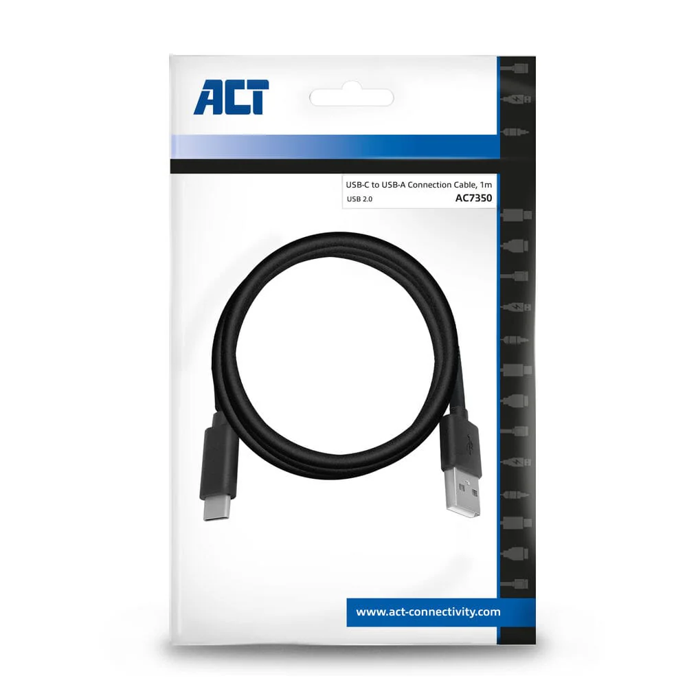ACT USB 2.0 aansluitkabel C male - A male 1 meter, Zip Bag - Image 3