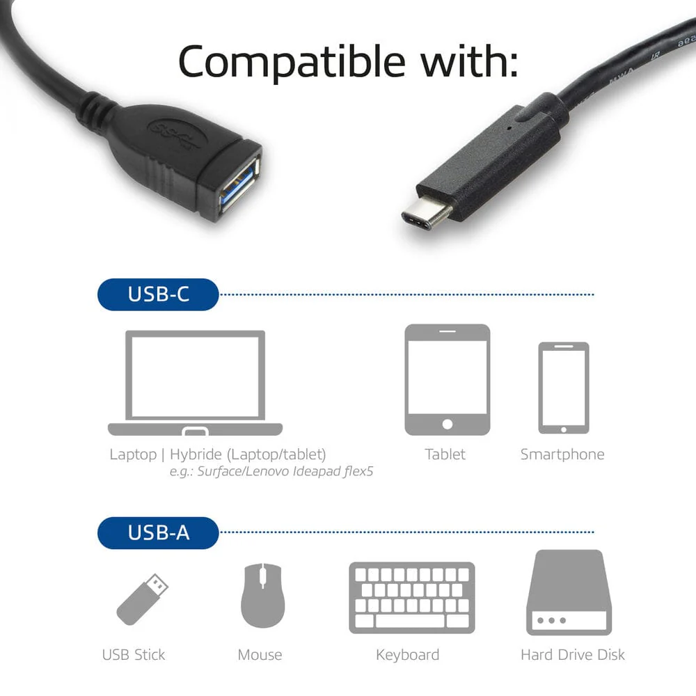 ACT USB 3.0 kabel OTG, USB-C male naar USB-A female, 0,2 m - Image 5