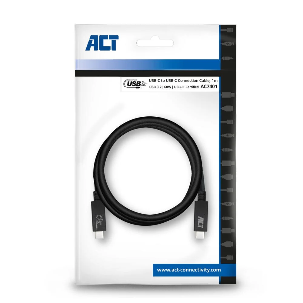 ACT USB 3.2 Gen1 aansluitkabel C male - C male 1 m - Image 6