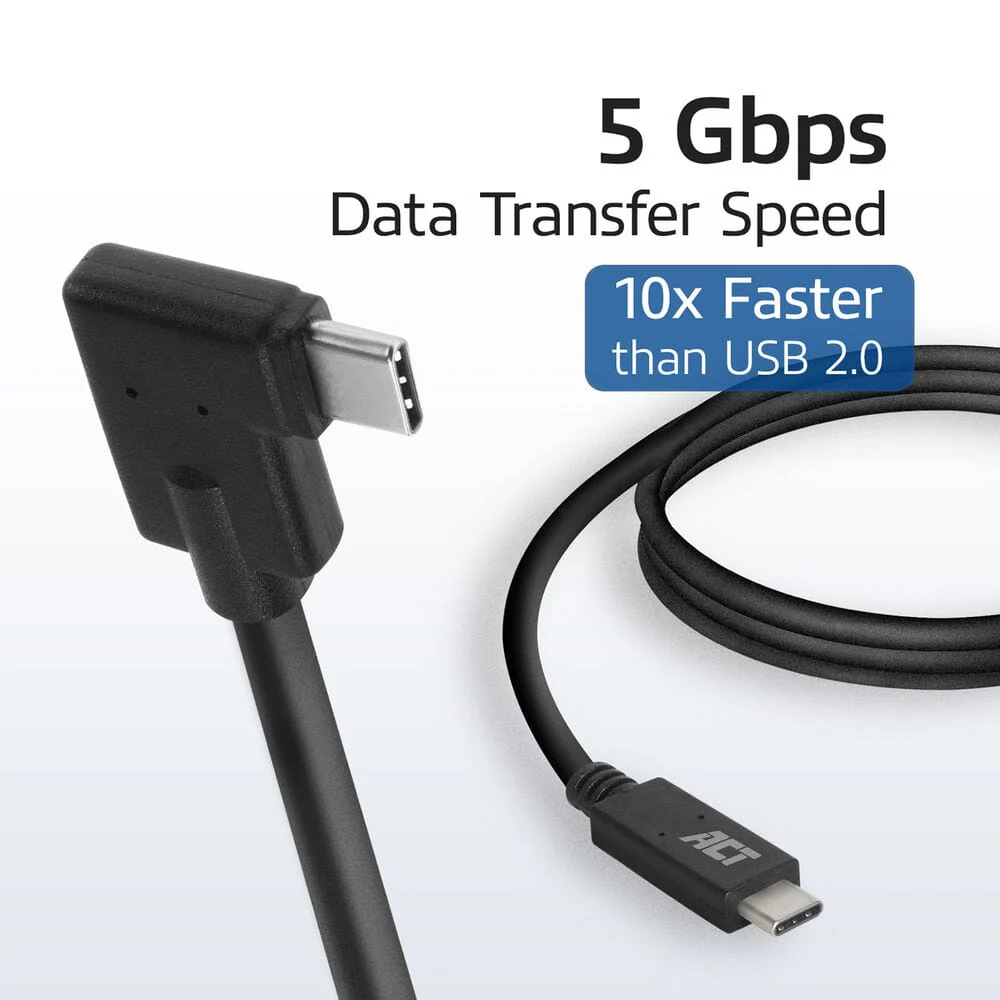 ACT USB 3.2 Gen1 aansluitkabel C male - C male (haaks) 2m - Image 3