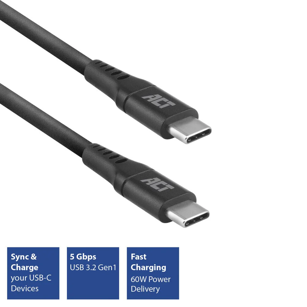 ACT USB 3.2 Gen1 laad- en datakabel C male - C male 1 meter - Image 2