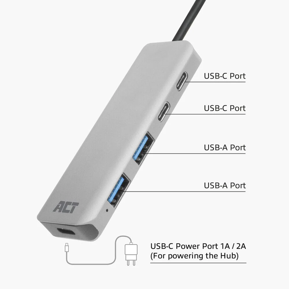 ACT USB-A hub 3.0, 2x USB-A, 2x USB-C - Image 3