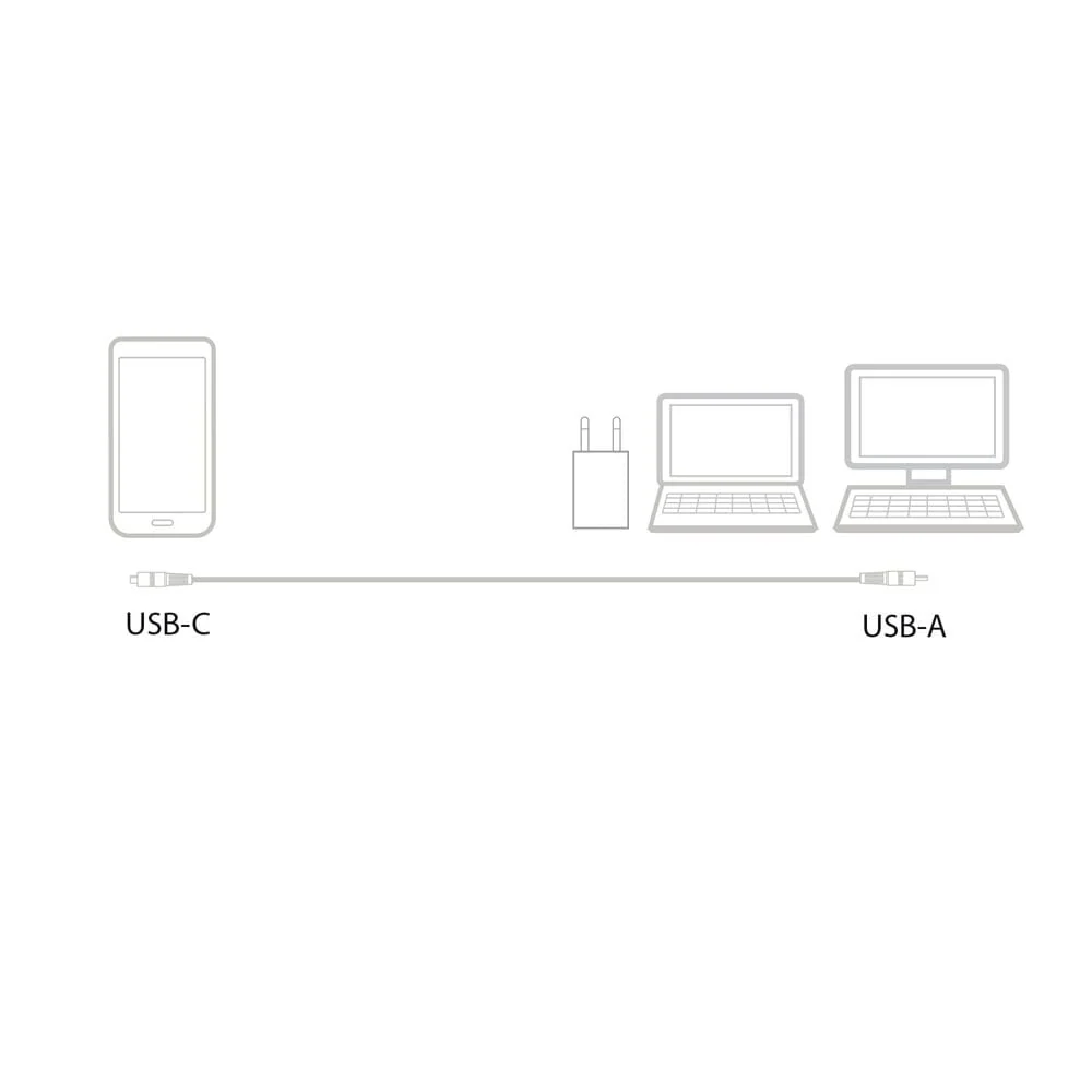ACT USB-A male naar USB-C male laad en sync kabel 1m nylon - Image 3