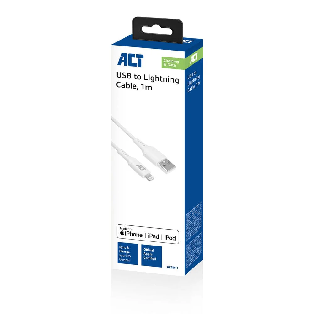 ACT USB A naar Lightning laad- en datakabel 1m MFI certified - Image 4