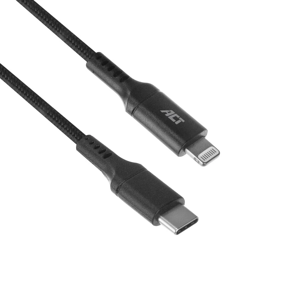 ACT USB A naar Lightning laad- en datakabel 1m nylon - zwart - Image 5