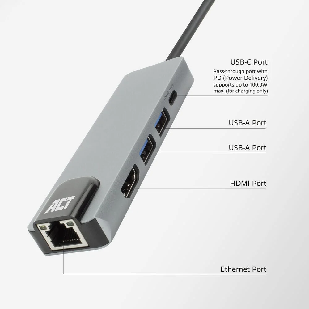 ACT USB-C 4K docking station for HDMI monitor, ethernet PD - Image 4