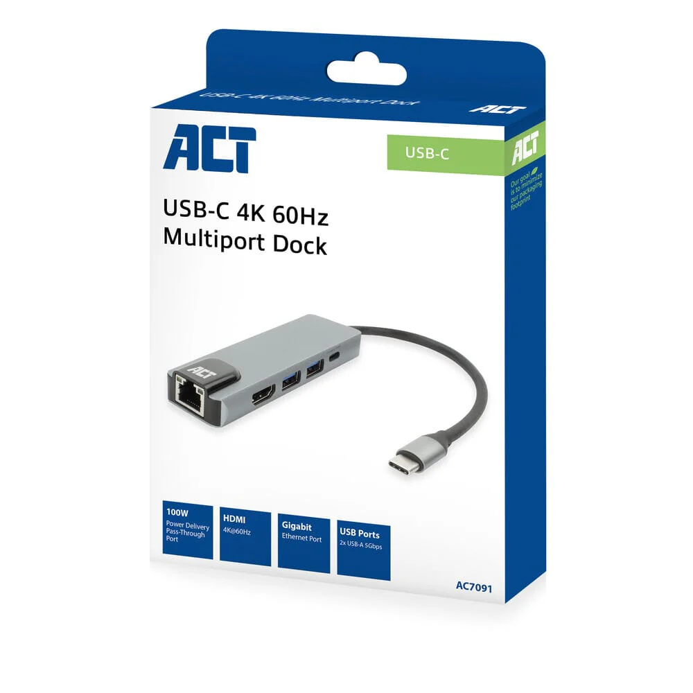 ACT USB-C 4K docking station for HDMI monitor, ethernet PD - Image 9