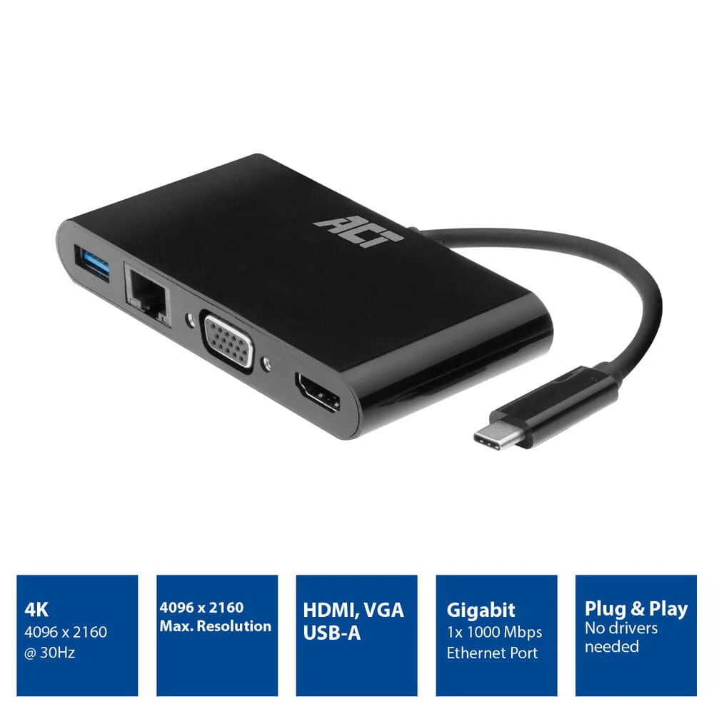 ACT USB-C docking station 4K, voor 1 HDMI of VGA monitor - Image 5