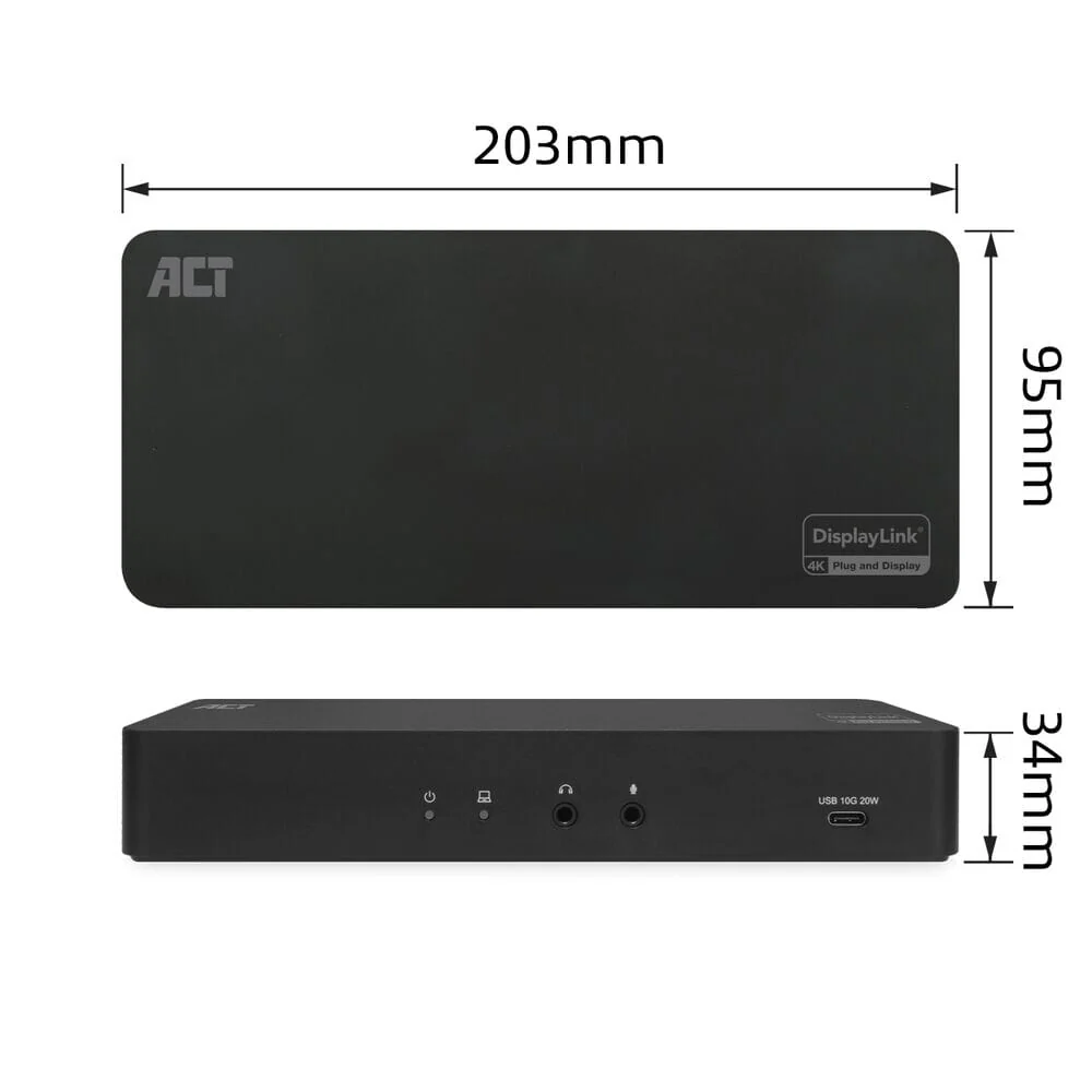ACT USB-C Docking Station 4K, voor 2 monitoren - Image 2