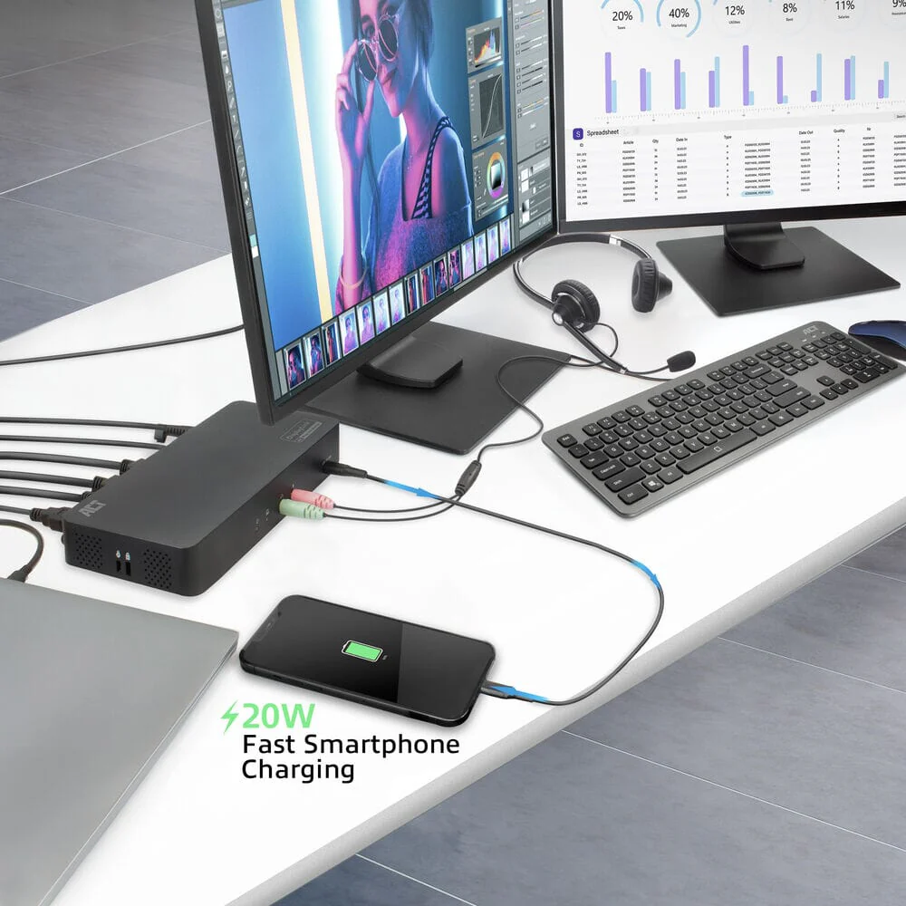 ACT USB-C Docking Station 4K, voor 2 monitoren - Image 8