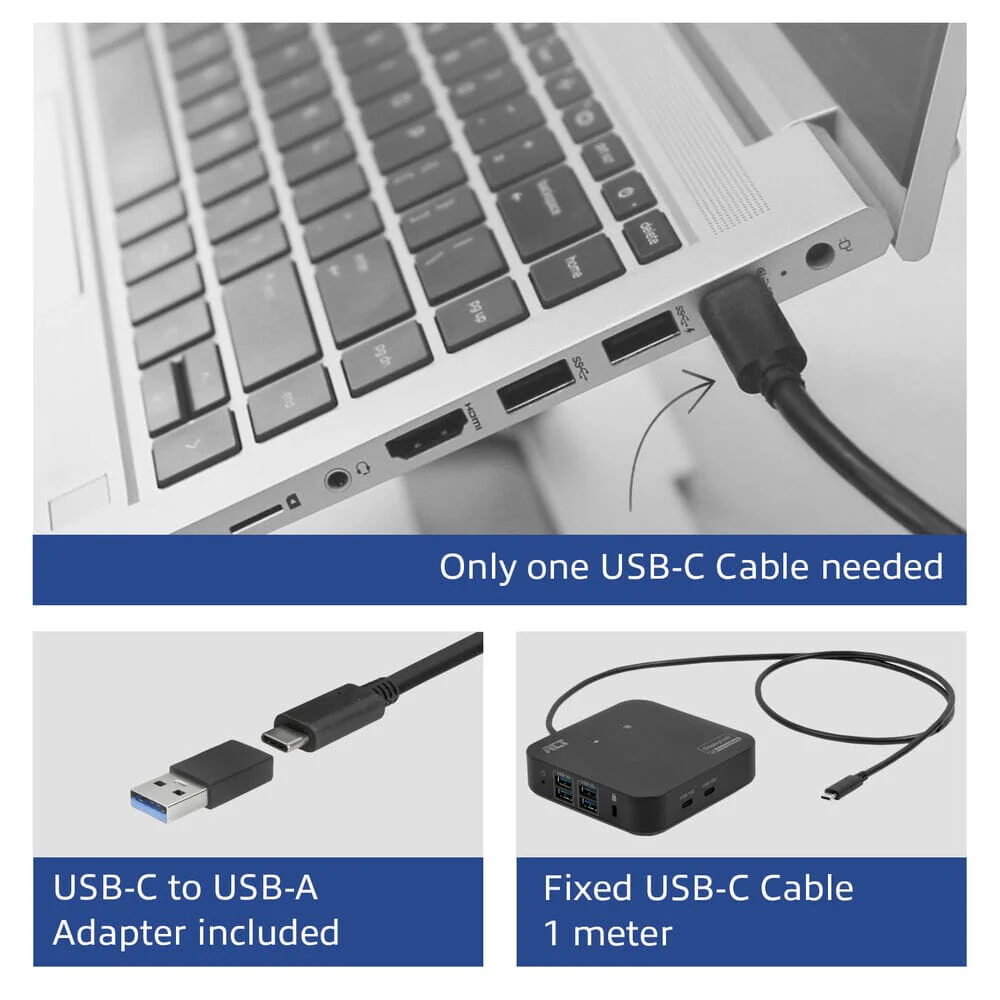 ACT USB-C Docking Station 4K, voor 2 monitoren - Image 6