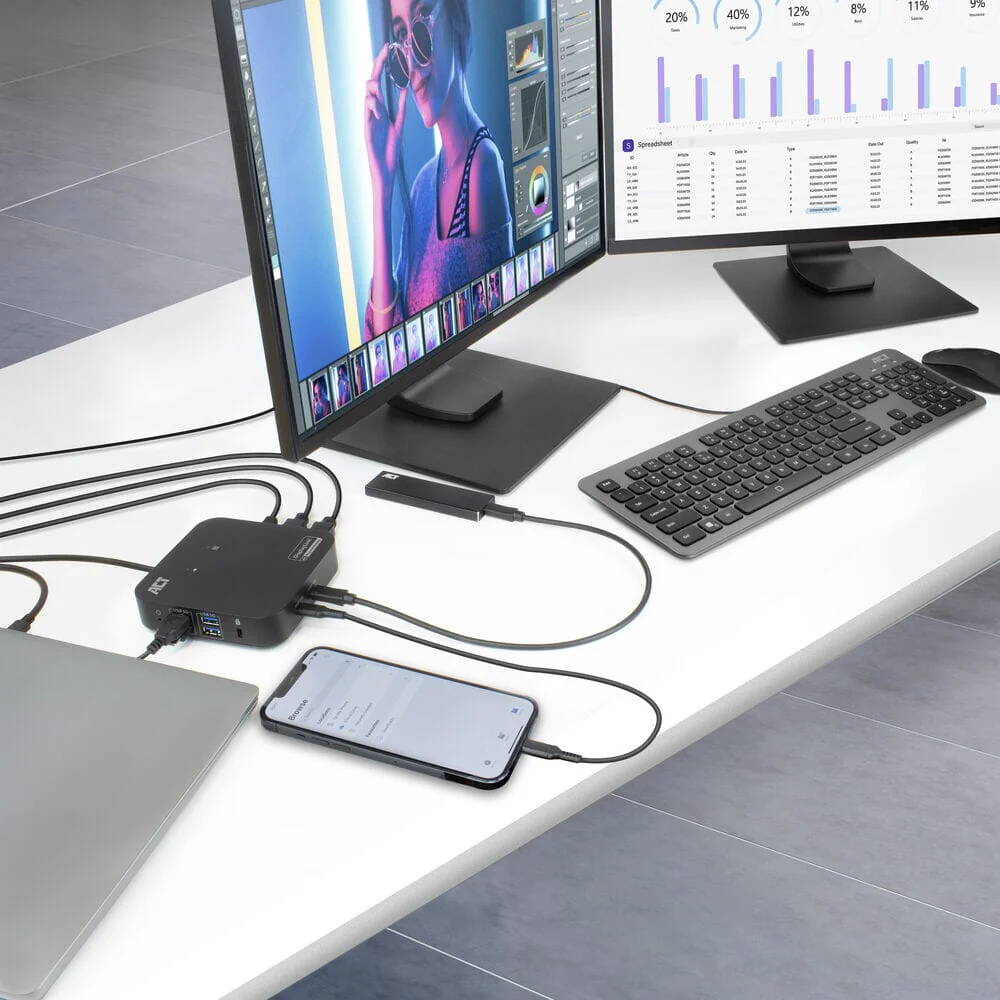 ACT USB-C Docking Station 4K, voor 2 monitoren - Image 7
