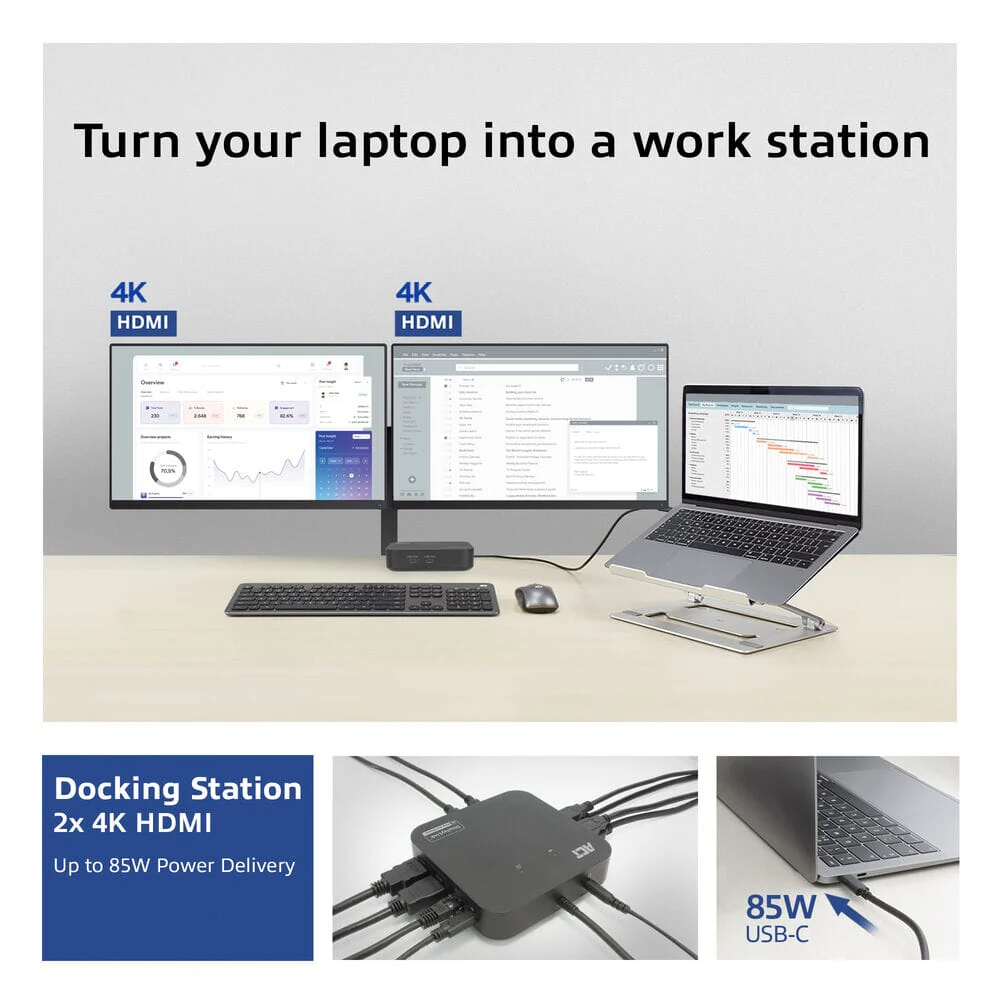 ACT USB-C Docking Station 4K, voor 2 monitoren - Image 8