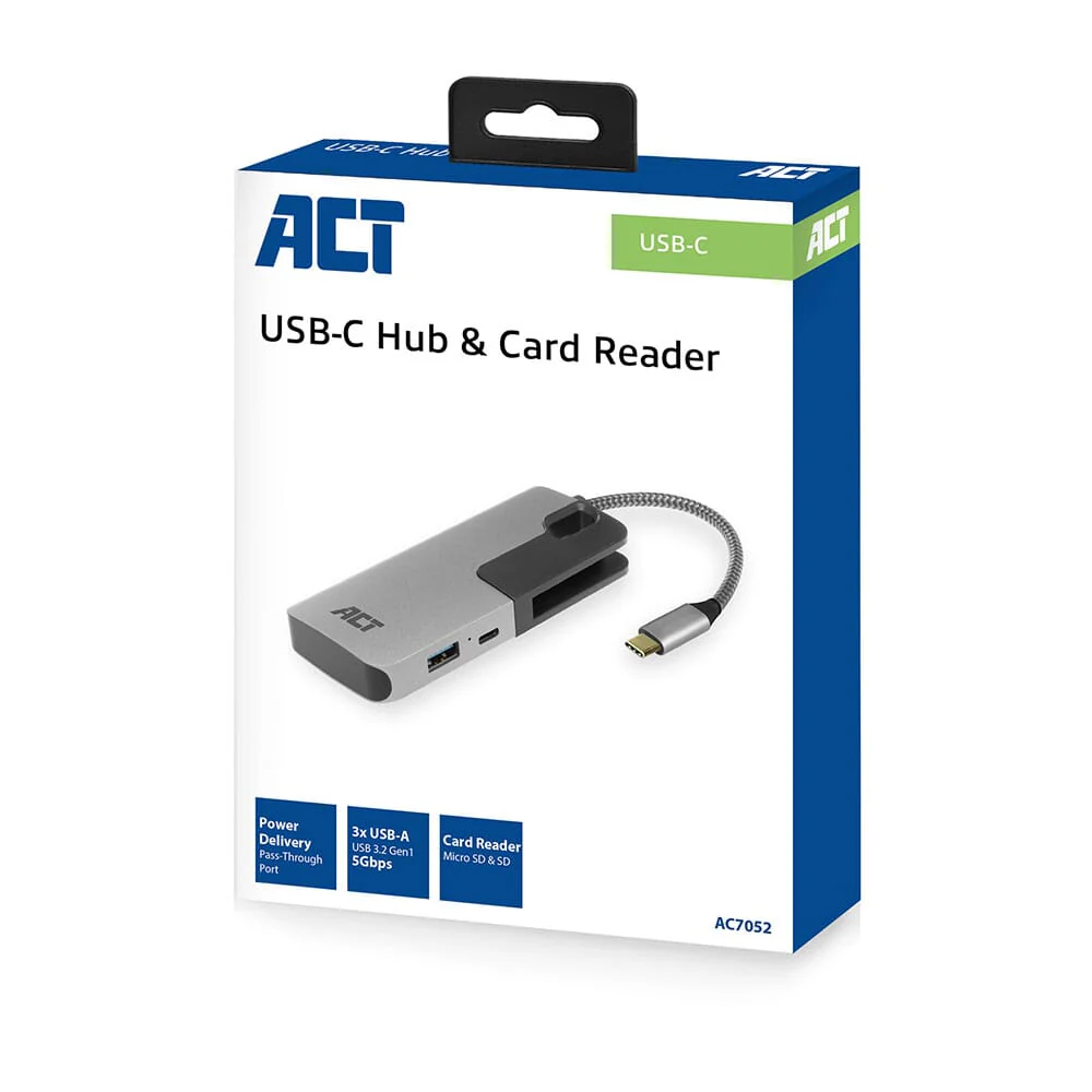ACT USB-C hub 3.0, 3 poorts, cardreader, PD pass-through - Image 11