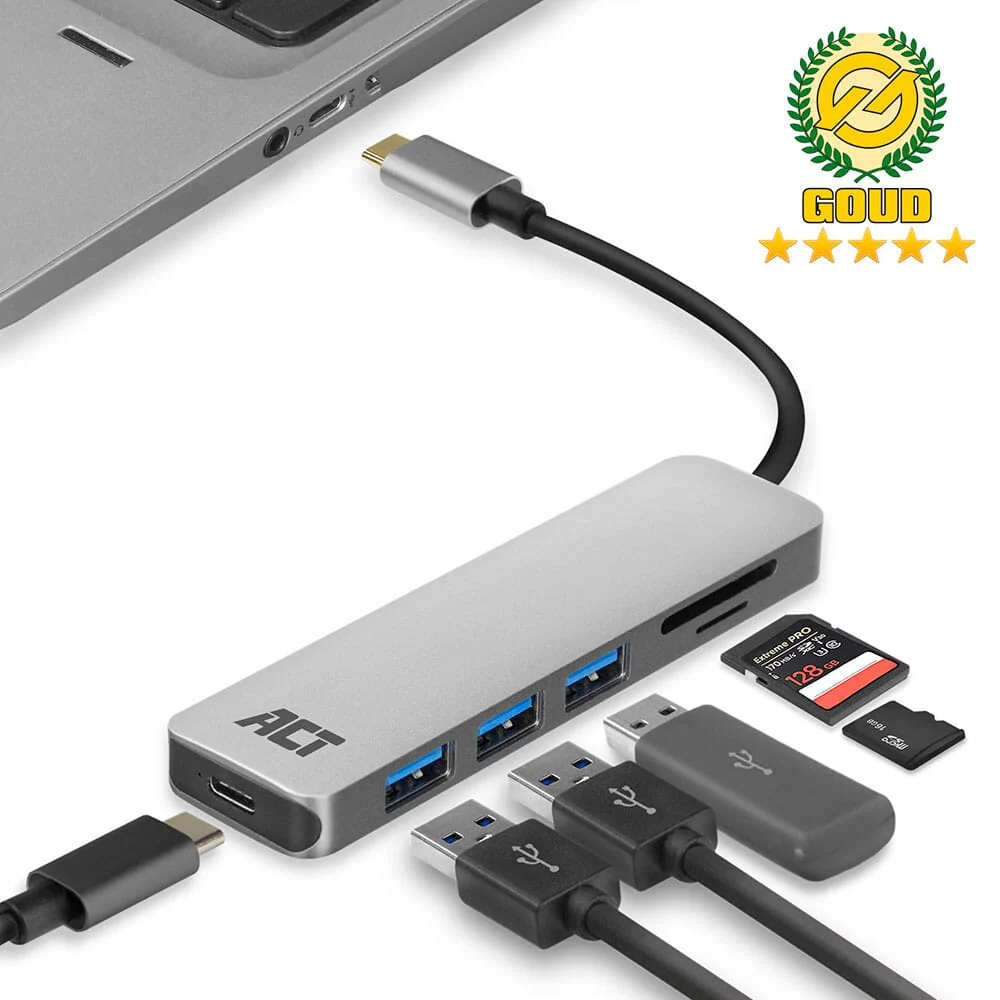 ACT USB-C hub 3.0, 3x USB-A, cardreader, PD pass-through - Image 10
