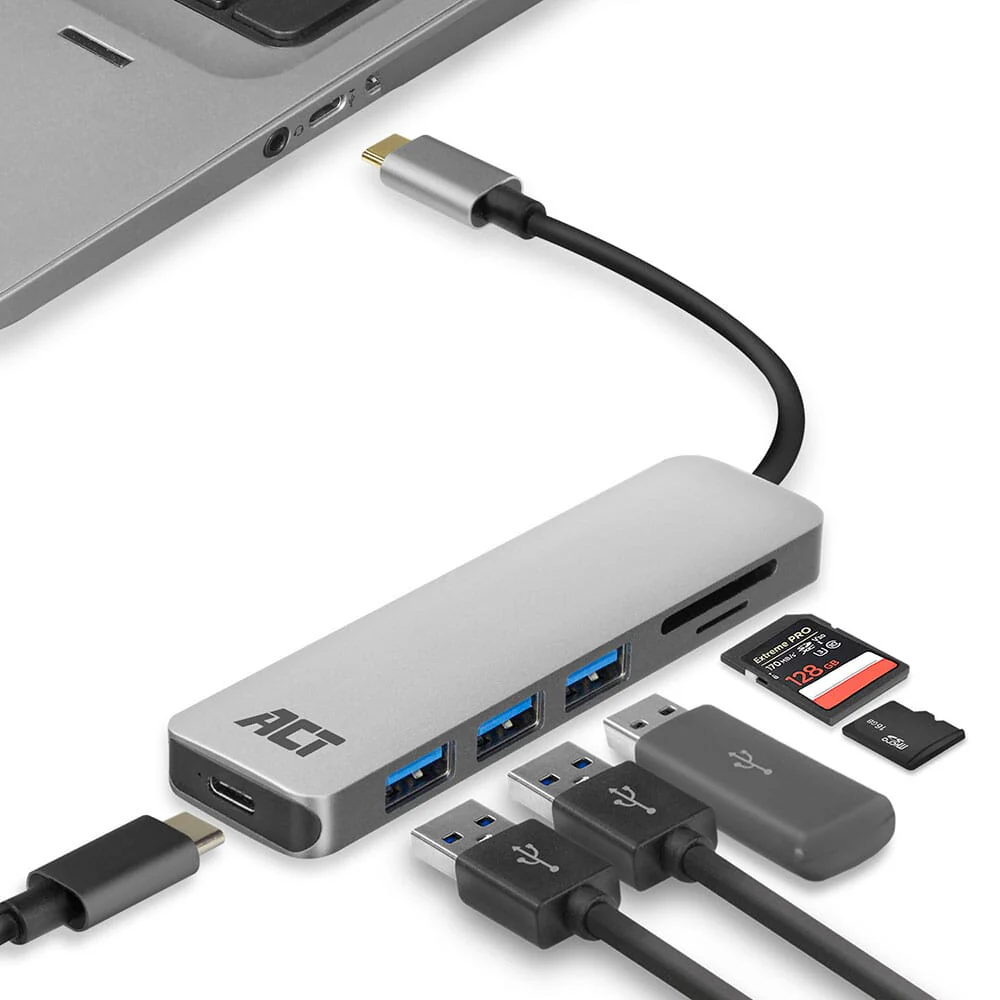 ACT USB-C hub 3.0, 3x USB-A, cardreader, PD pass-through - Image 16