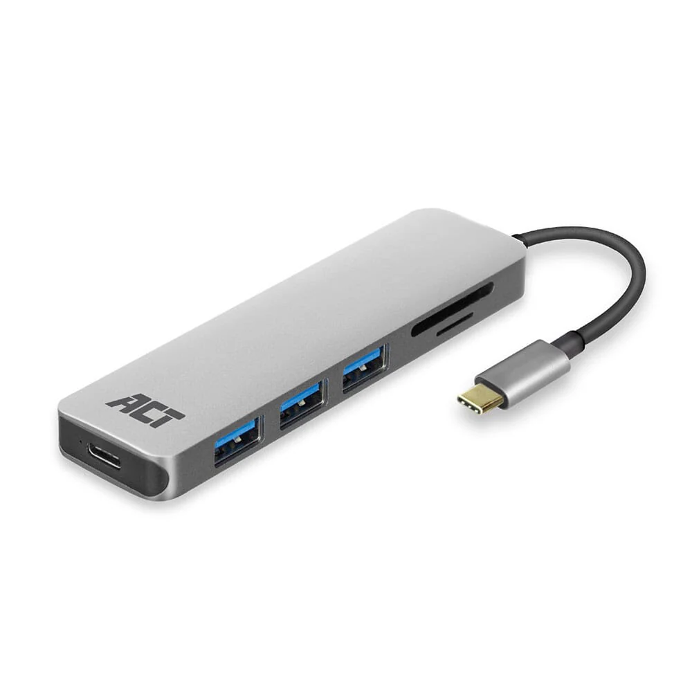 ACT USB-C hub 3.0, 3x USB-A, cardreader, PD pass-through - Image 6