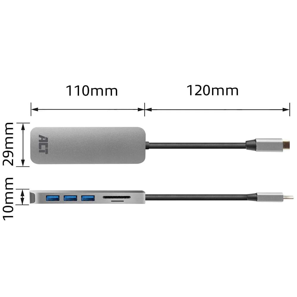 ACT USB-C hub 3.0, 3x USB-A, cardreader, PD pass-through - Image 9