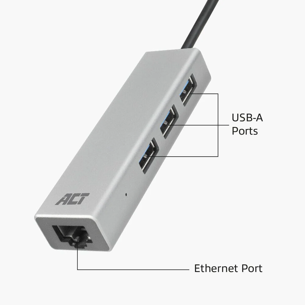 ACT USB-C hub 3.0, 3x USB-A, Gigabit ethernet - Image 3