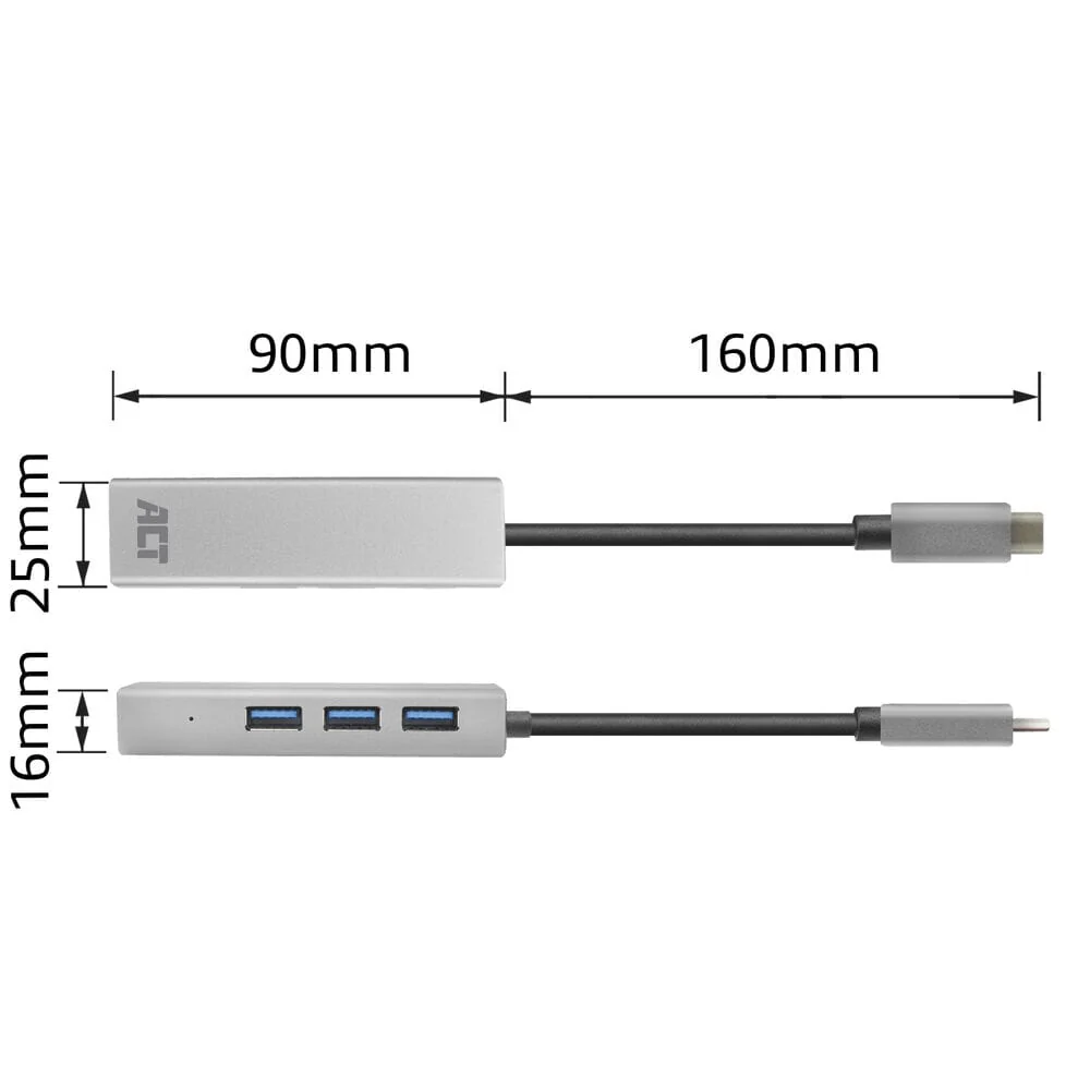 ACT USB-C hub 3.0, 3x USB-A, Gigabit ethernet - Image 7