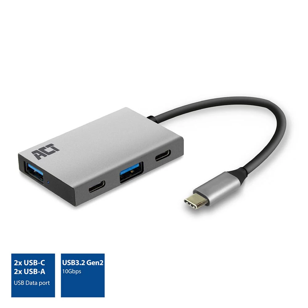 ACT USB-C hub 3.2 Gen2 10Gbps, 2x USB-C, 2x USB-A - Image 2