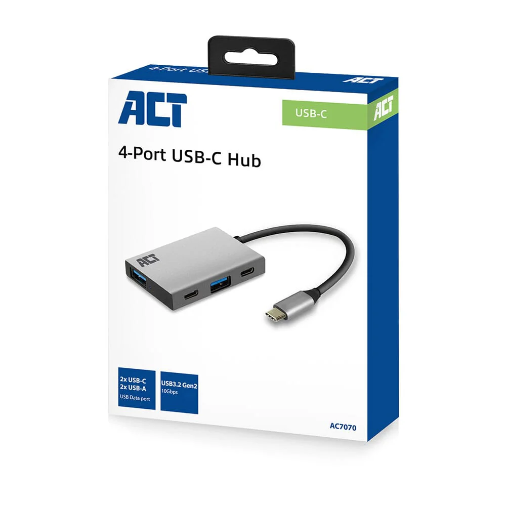 ACT USB-C hub 3.2 Gen2 10Gbps, 2x USB-C, 2x USB-A - Image 8