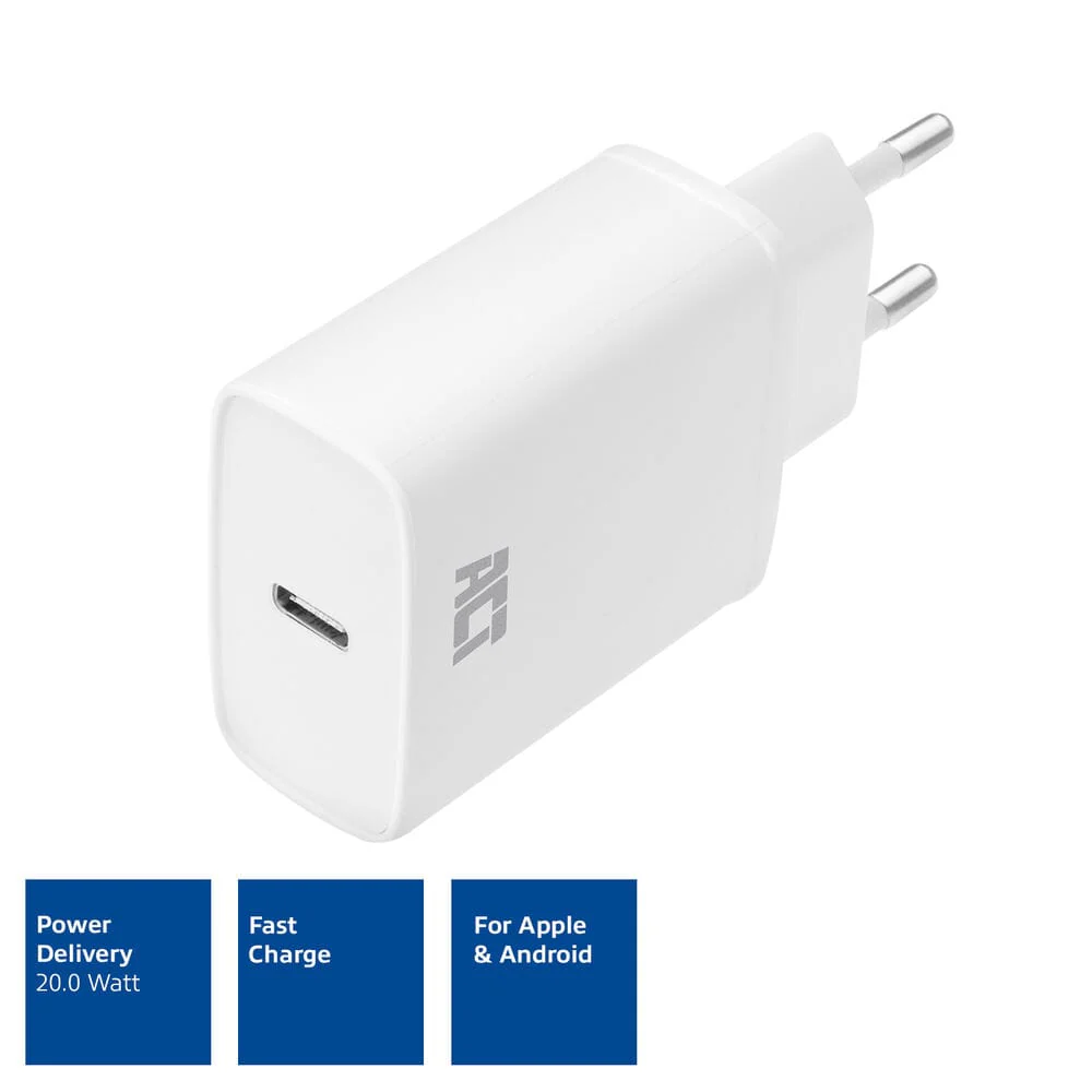 ACT USB-C Lader, 1-poort, 20W, Power Delivery, wit - Image 5