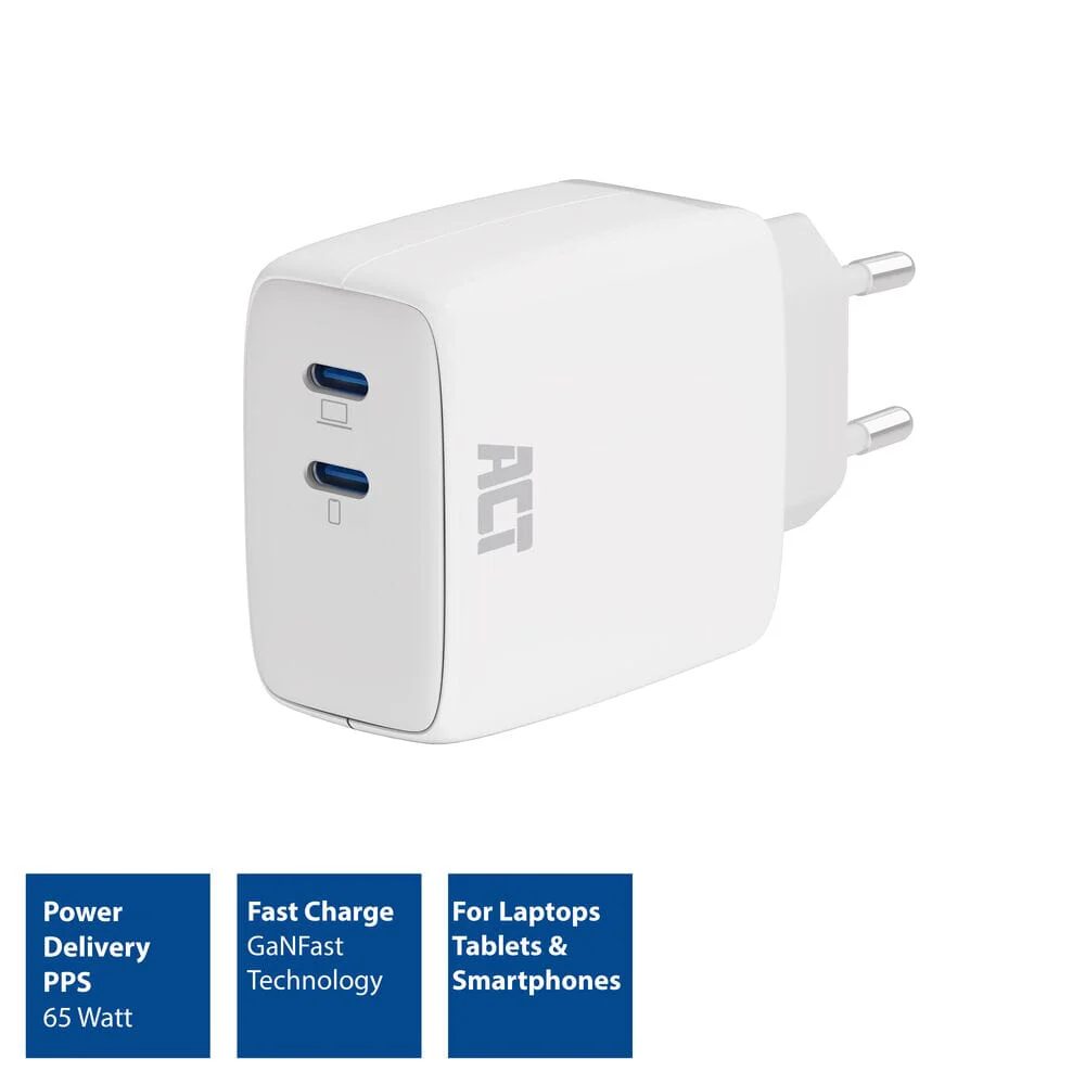 ACT USB-C Lader 65W 2-poorts PD PPS en GaNFast - Image 3