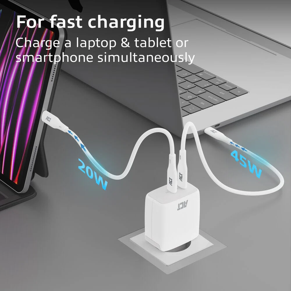 ACT USB-C Lader 65W 2-poorts PD PPS en GaNFast - Image 4