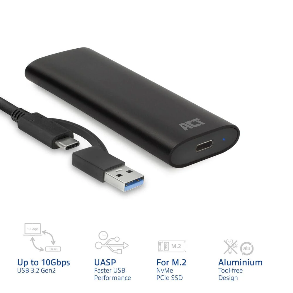 ACT USB-C M.2 NVMe / PCIe SSD Enclosure, tool-free - Image 2