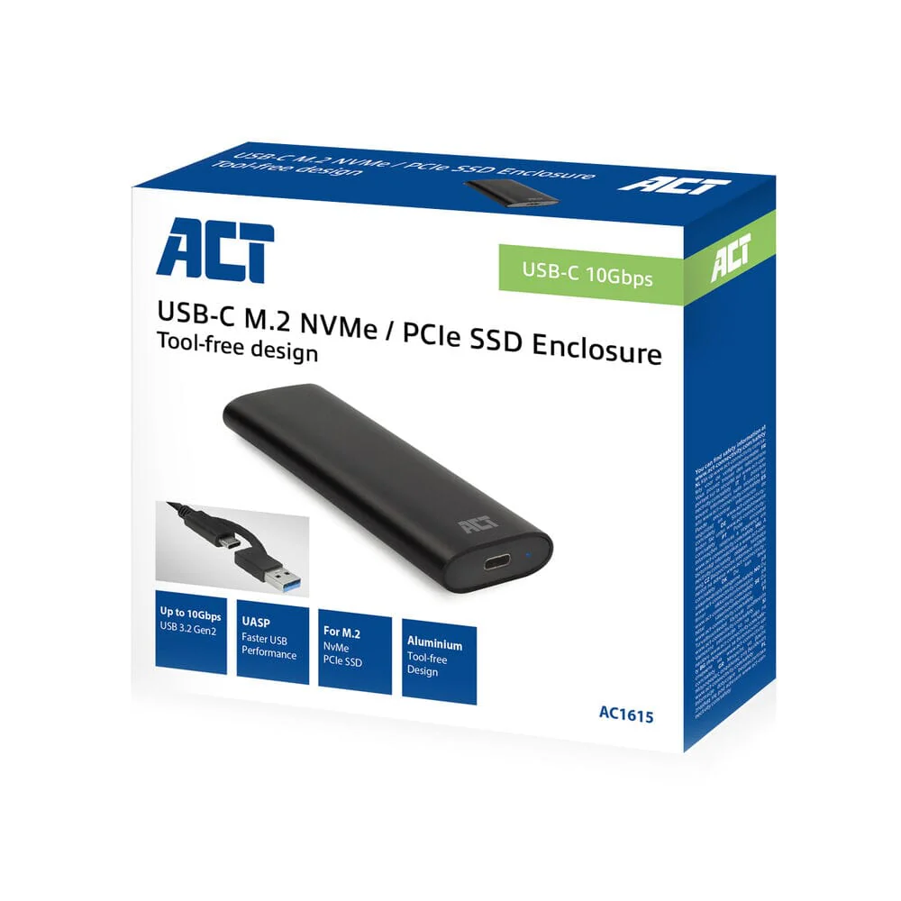 ACT USB-C M.2 NVMe / PCIe SSD Enclosure, tool-free - Image 9