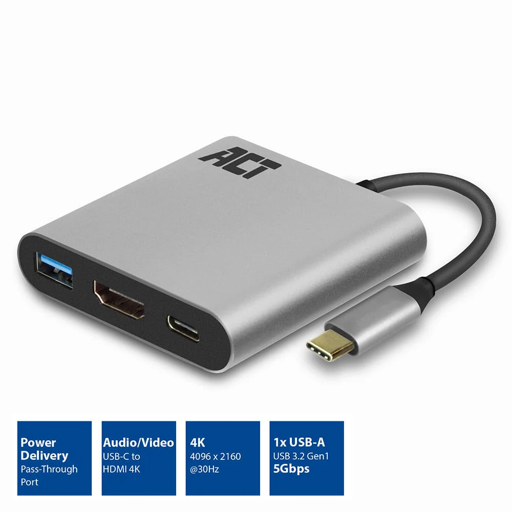 ACT USB-C naar HDMI female multiport adapter - Image 2