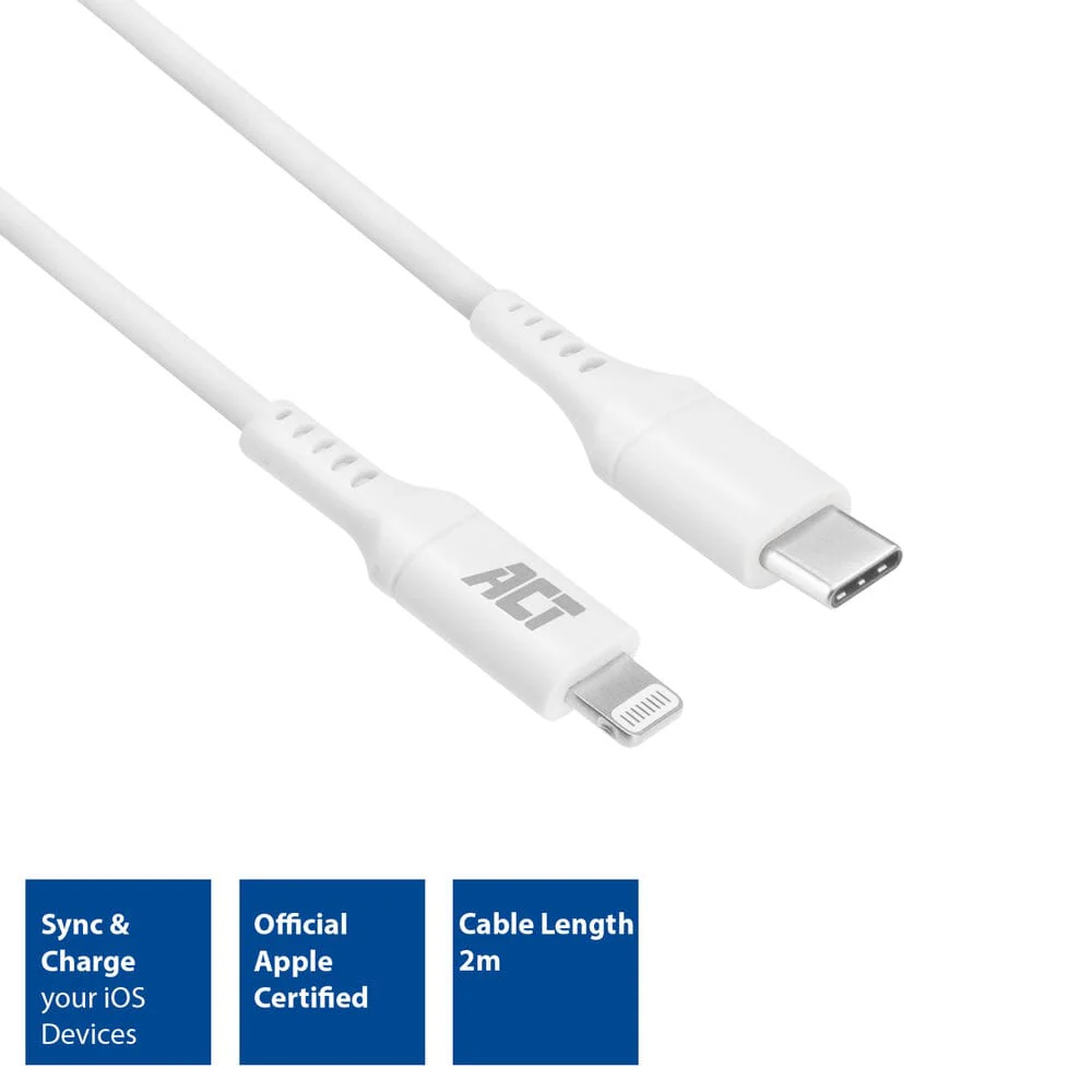ACT USB-C naar Lightning laad- en datakabel 2m MFI certified - Image 2