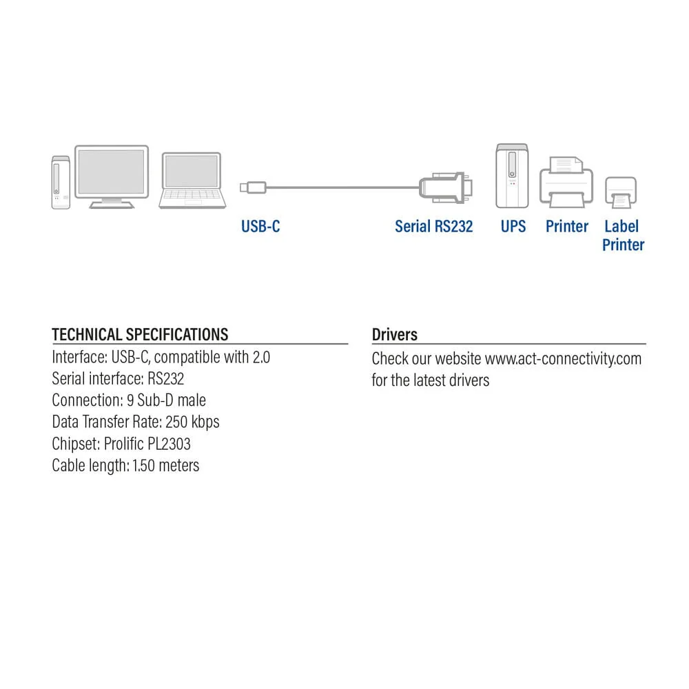 ACT USB-C naar Serieel Adapter - Image 8