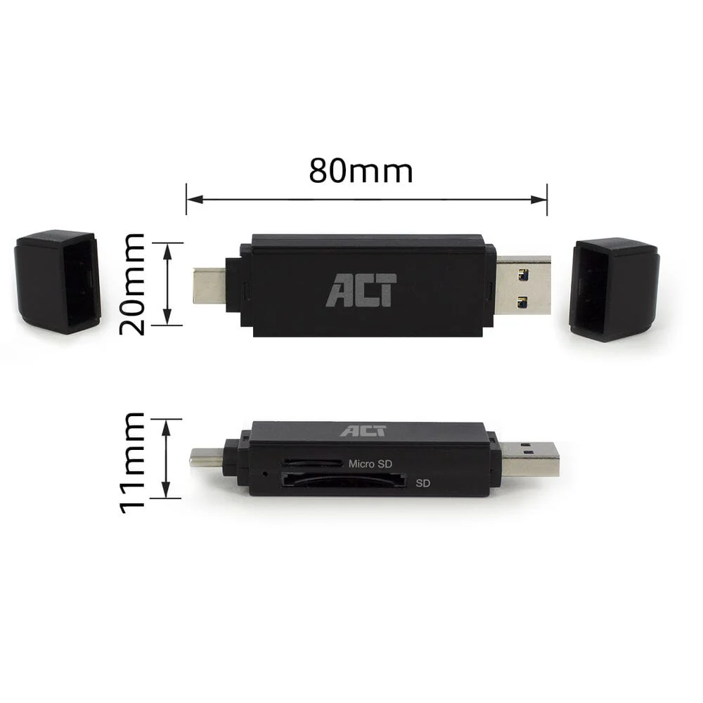 ACT USB-C/USB-A 3.0 card reader - Image 2