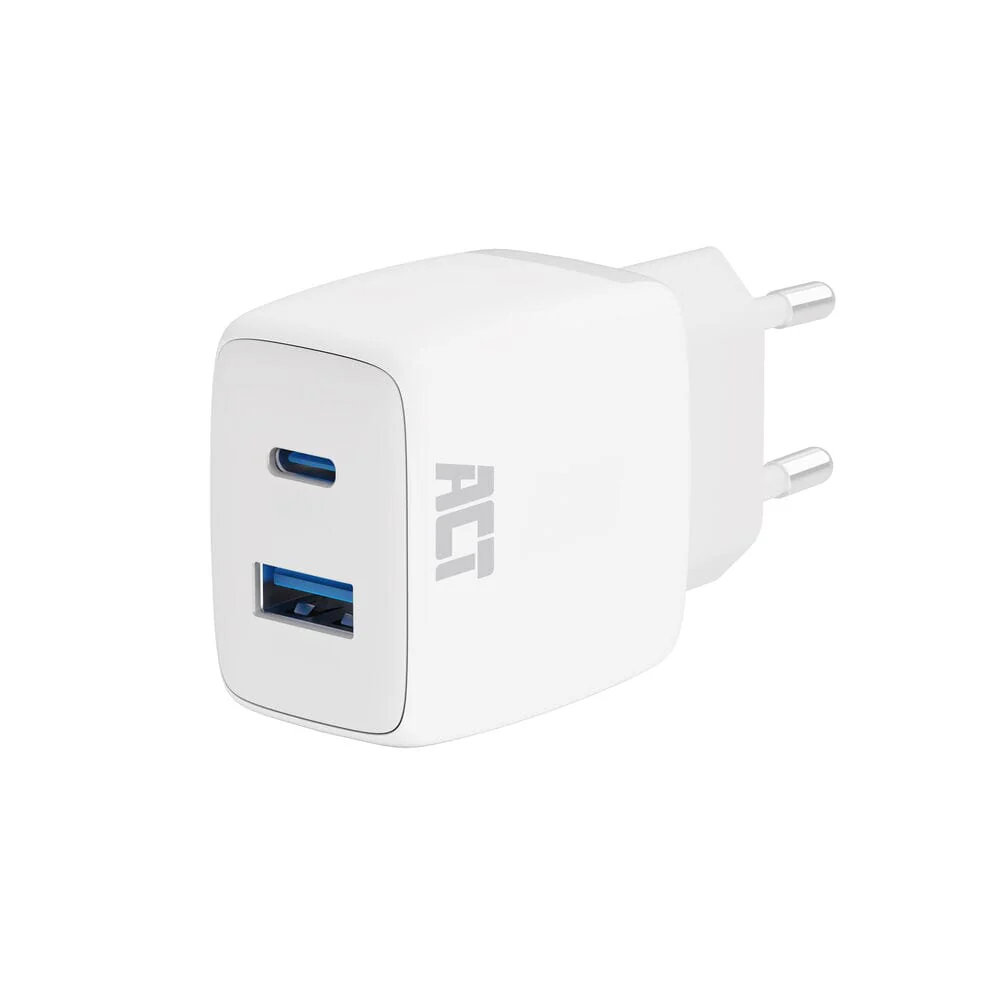 ACT USB-C & USB-A charger 20W PD PPS, Quick Charge, GaNFast