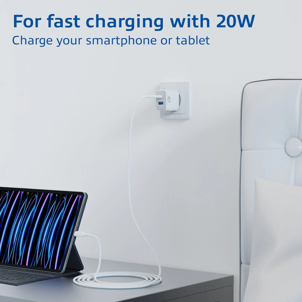 ACT USB-C & USB-A charger 20W PD PPS, Quick Charge, GaNFast - Image 3