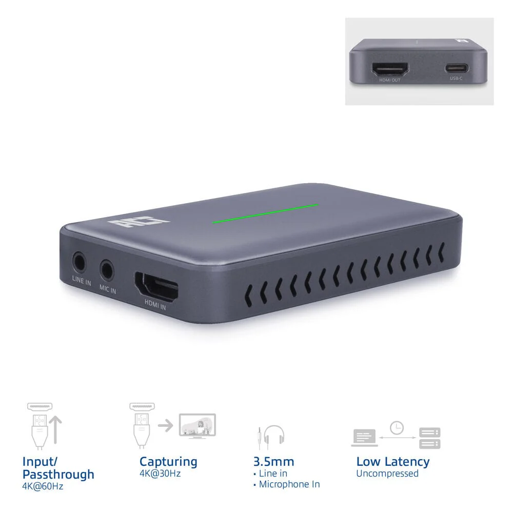ACT USB-C Video Capture Card, HDMI 4K@60Hz PT, 4K@30Hz captu - Image 3