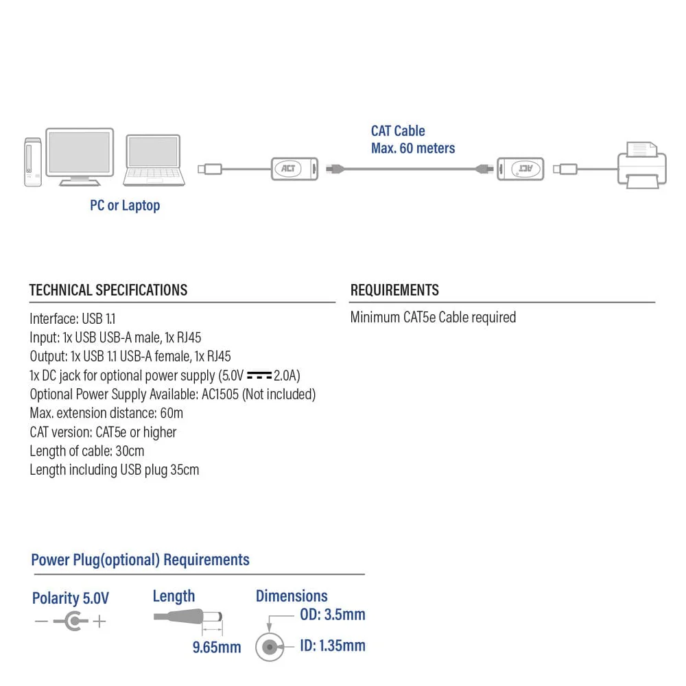 ACT USB Extender set over UTP, extender tot 60 meter - Image 8
