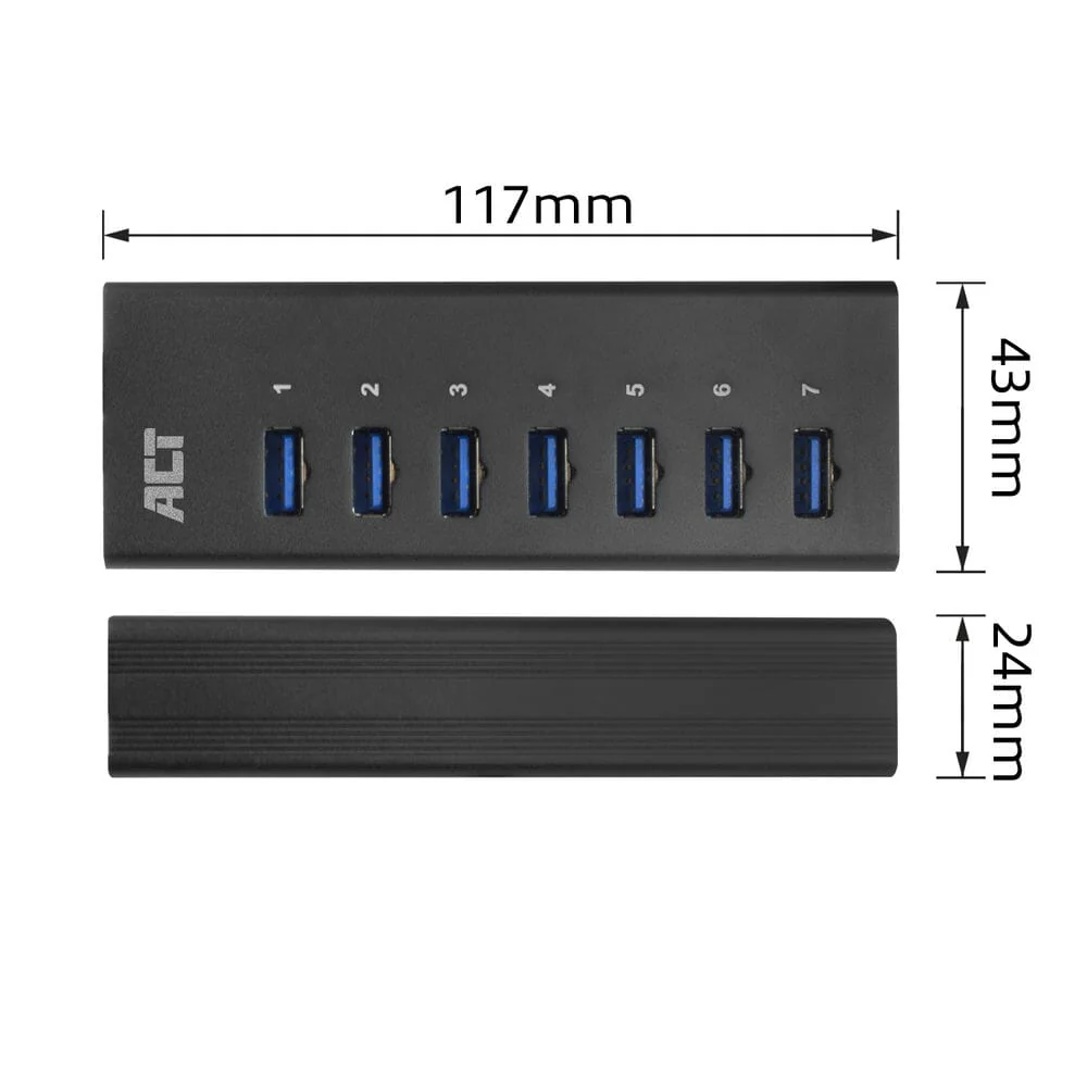 ACT USB hub 3.0, 7 poorts, 20W stroomadapter - Image 2