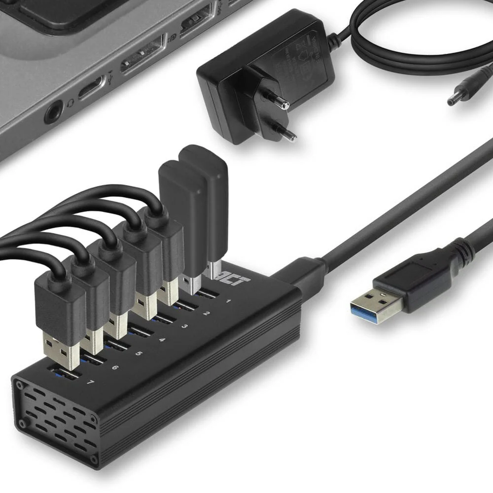 ACT USB hub 3.0, 7 poorts, 20W stroomadapter - Image 6