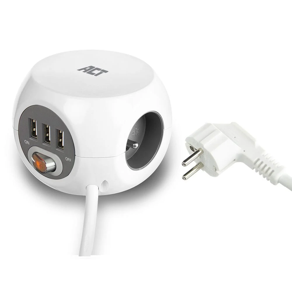 ACT Vierkante stekkerdoos (PDU) met 3 sockets type E 1,5m - Image 10