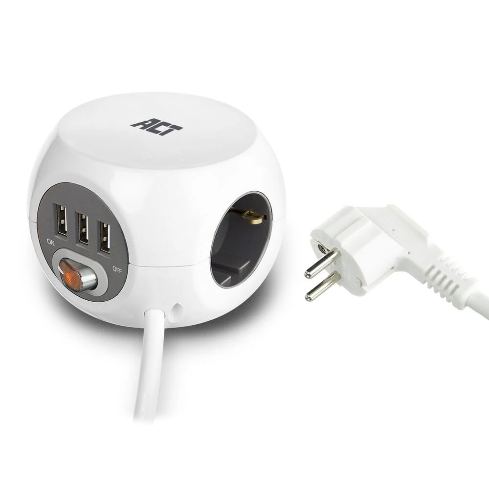 ACT Vierkante stekkerdoos (PDU) met 3 sockets type F 1,5m - Image 5