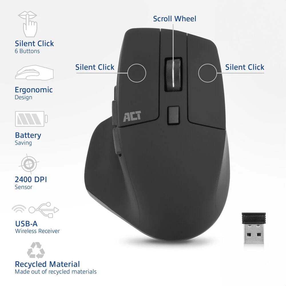 ACT Wireless mouse 2400 DPI with silent click - Image 3
